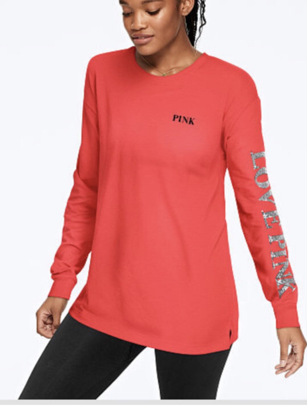 Victoria Secret Pink Bling Long Sleeve Tee love pink XS os flaw
